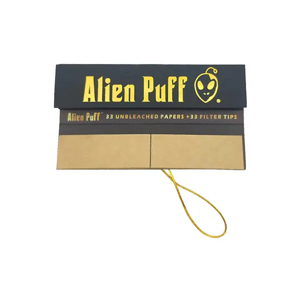 33 Alien Puff Black & Gold King Size Elastic Band Unbleached Papers + Filter Tips ( HP184 ) -   26.28