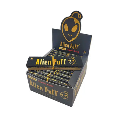 33 Alien Puff Black & Gold King Size Elastic Band Unbleached Papers + Filter Tips ( HP184 ) -  Default-Title 26.28