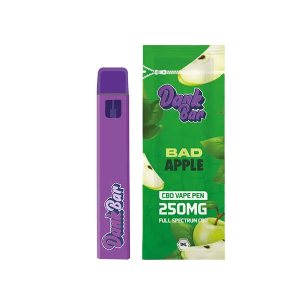 Dank Bar 250mg Full Spectrum CBD Vape Disposable by Purple Dank - 12 flavours - Only CBD 9.00