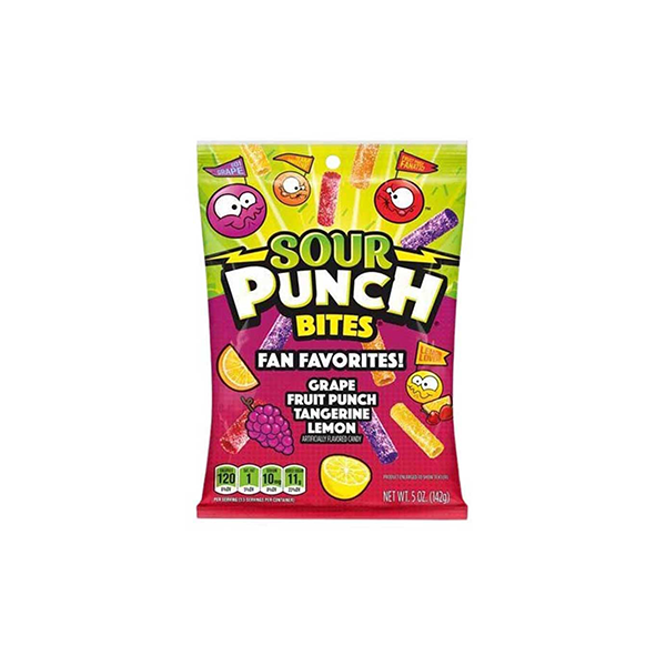 USA Sour Punch Bites Fan Favourites Share Bags - 142g -  Single-Packet 4.50